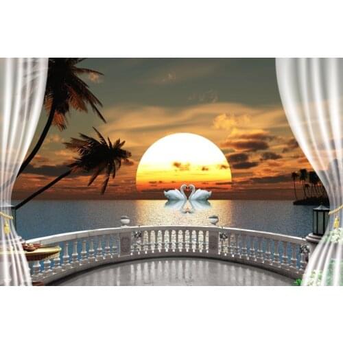 Dusk Sea Swans View Platfrom Scenery Photography Backgrounds Baby Child Portrait Photographic Backdrops For Home Photo Studio