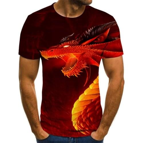Mens angry dragon print t-shirt 3D printed T shirt Graphic T-shirt New goth costume Summer breathable shirt Oversized T-shirts