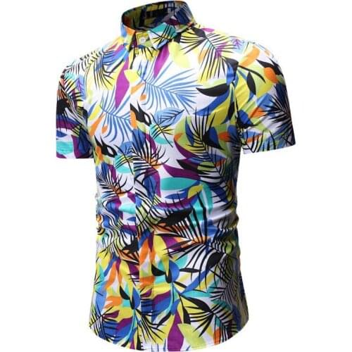 Summer Fashion Print Hawaiian Shirt Slim Fit Men Shirt Short Sleeve Floral Shirt Plus Size 3XL Single Breasted Casual Shirts Men