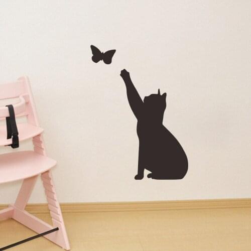 Creative art pure color cat Butterfly Wall Sticker Bedroom porch living room wall beautification decorative wallpaper