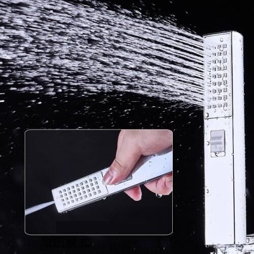 Square Shower Head ABS High Pressure Hand Held Shower Head 2 Mode Bathroom Water Saving Shower Sprayer Head Bath Accessories