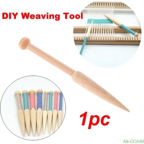 Hot! 1PC DIY Weaving Tool Wood Woven Sweater Scarf Tapestry Bobbin Stick Single Head Solid Crochet Hook DIY Loom Tools