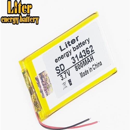 3.7v 314362 800mah lithium-ion polymer battery lithium rechargeable battery