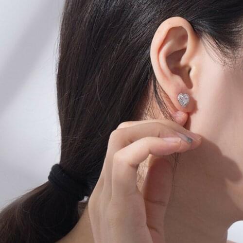 Cute Romantic Female Small Heart Earrings Silver Color Love Party Wedding Earrings Elegant Bride Stud Earrings For Women