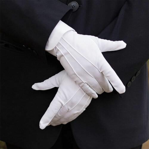 Mens New White Tuxedo Gloves 1Pair White Formal Gloves Tuxedo Honor Guard Parade Inspection Collection Serve Gloves White