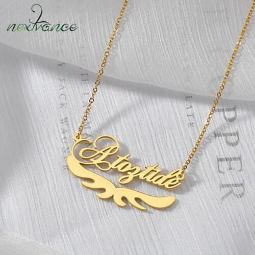 Nextvance 2021Customized Fashion Stainless Steel Name Necklace Personalized Letter Wing Necklace For Women Girl Lady Accessories