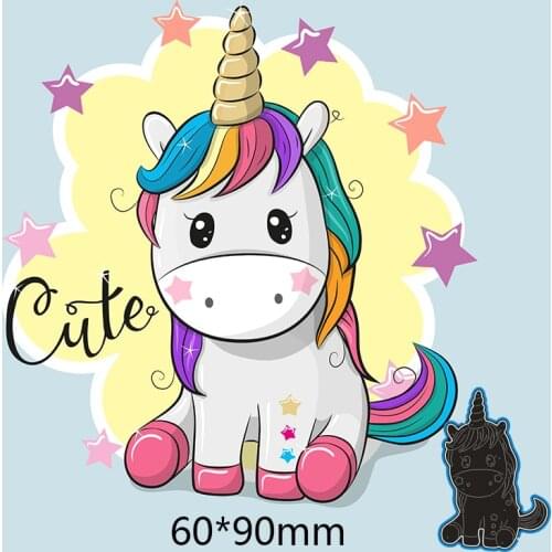 60*90mm Cute Unicorn New Metal Cutting Dies for Card DIY Scrapbooking Stencil Paper Craft Album Template