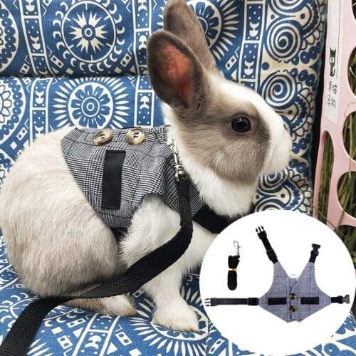 Small Pet Rabbit Harness and Leash Adjustable Small Animals Bunny Clothes Rabbit Braces Pet Accessories for Hamster Rabbit Chest