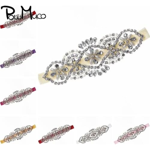 Powmuco Geometric Rhinestone Beads Baby Girls Elastic Headband DIY Toddler Hair Accessories Birthday Gifts Kids Photograpy Props