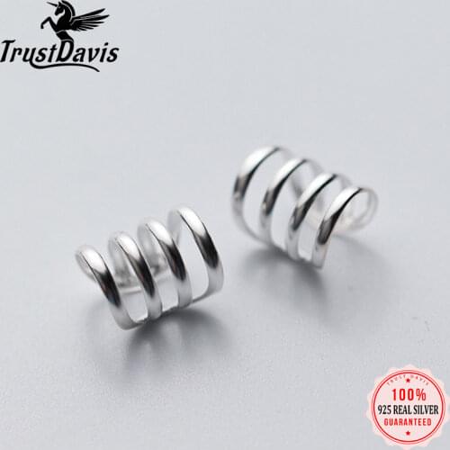 Trustdavis 100% 925 Sterling Silver 3 4 5 Layer Ear Cuff Clip On Earrings For Women Girl Without Piercing Earings Jewelry DA192