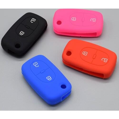 Silicone car key fob cover case set for Audi A2 A3 A4 A6 A8 TT 2 button Keychain remote rubber protect shell Car styling