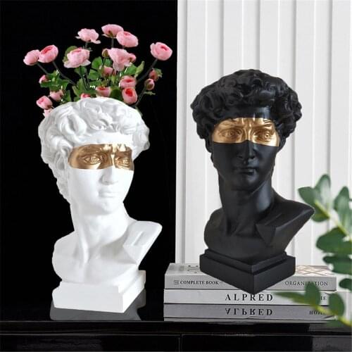 Resin Color Blindfolded David Home Decoration Character Sculpture Creative Pen Holder Vase Desk Decorations Souvenir Storage Box