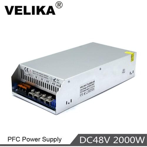 Universal 48VDC PFC Power Supply Switching 41.7A 2000W Driver Transformer 110V 220V AC To DC 48V SMPS for Lighting Motor Stepper