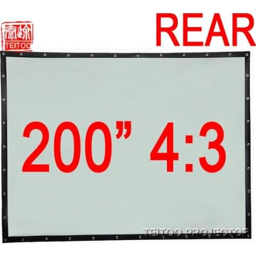 Rear Screen 200 Inches 4:3 Back Projection PVC Wall Mounted Have Black Borders for Home Theater Cinema Can Fold Convenient