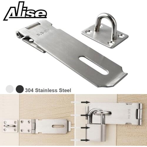 Alise Stainless Steel Padlock Clasp Gate Hasp Staple Door Latches Lock Shed Latch 3/4/5inch Household Burglar-proof Hardware