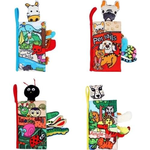 1Set Brain Developmental Baby 3D Book Animal Cloth Book for Baby Cloth Squeaker Book Tearproof Educational Reading Book