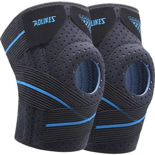 1 Pair Basketball Knee Pads with Support Silicon Padded Elastic Non-slip Patella Brace Kneepad for Fitness Protector