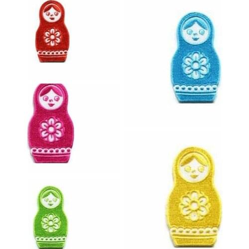1PCS Fine multicolour Russian doll Patches Iron On Embroidered Appliques High Quality Badges Coats for childrens clothing Decor