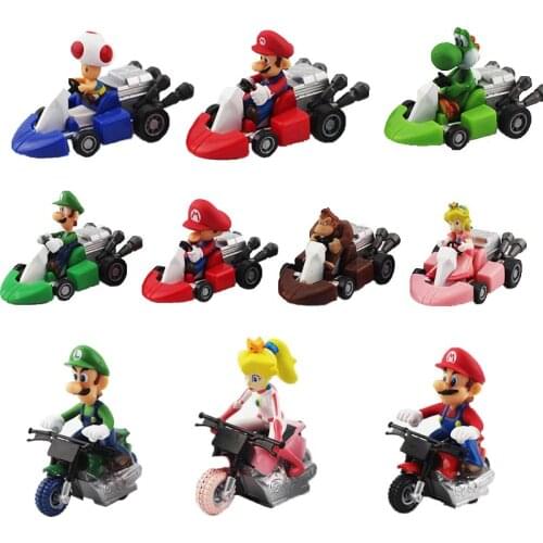 10pcs/Set 3-5cm Super Mario Bros Anime Luigi Baby Diddy Kong Yoshi Mushroom Action Figure Mini Model Toys Back Car Brinquedos