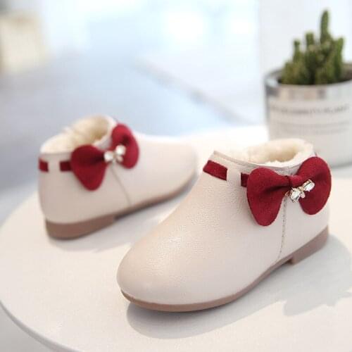 Girls' Leather Boots New Winter Plush Warm Fashion Childrens Snow Boots Girl Princess Boots Toddlers Soft Cotton Shoes E169