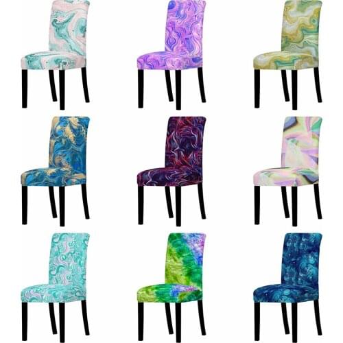 Abstract Art Chair Covers For Wedding Dining Marble Chair Cover Hotel Stretch Spandex Seat Slipcovers Elastic Office Banquet