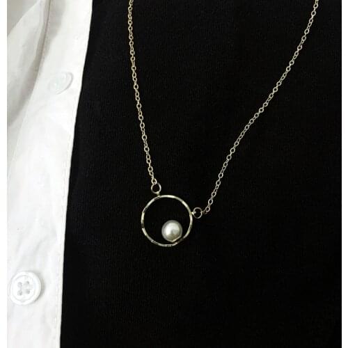 Elegant Pearl Necklaces For Women Men Temperament Simple Trendy Style Korean Fashion Ring Pearl Necklace Fashion Jewelry