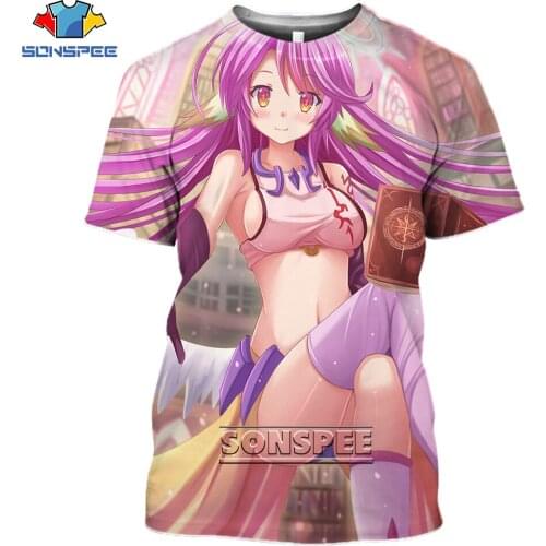 SONSPEE NO GAME NO LIFE Anime Men Women 3D Print T-shirt Sexy Loli Girl Kawaii Harajuku Summer Casual Short Sleeve O-Neck Top