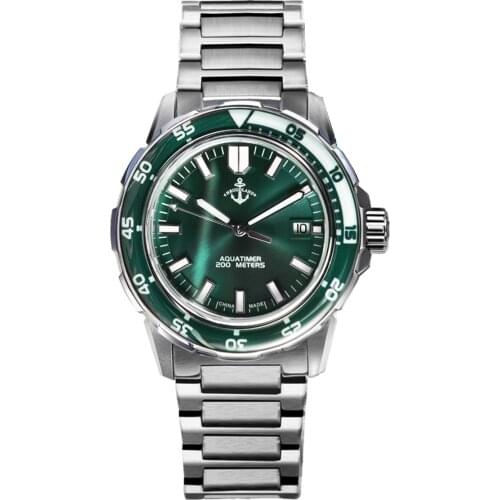 Hurodland Diving Men Watch Automatic Luminous Stainless Steel PT500 Bracelet Rotating Bezel 200 meters Waterproof