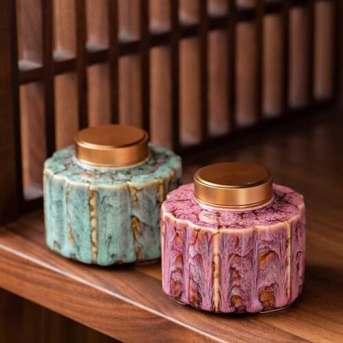 Ceramic Sealed Tea Caddy Kitchen Condiment Dispenser Household Dried Fruit Candy Storage Jar Home Decoration Desktop Ornaments