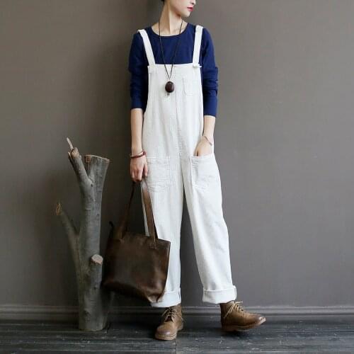 Women Corduroy Jumpsuits Vintage Winter Solid Color Sleeveless Corduroy Overalls Strap Thick Bib Pants HipHop Streetwear Trouser