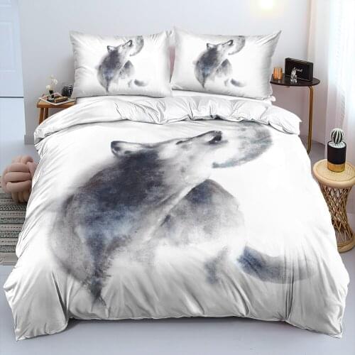 Duvet Cover Sets Wolves Double,Twin,Single Digital Printing Comforter Covers Bed Linen 3pcs Bedding Set White 220x240cm Size