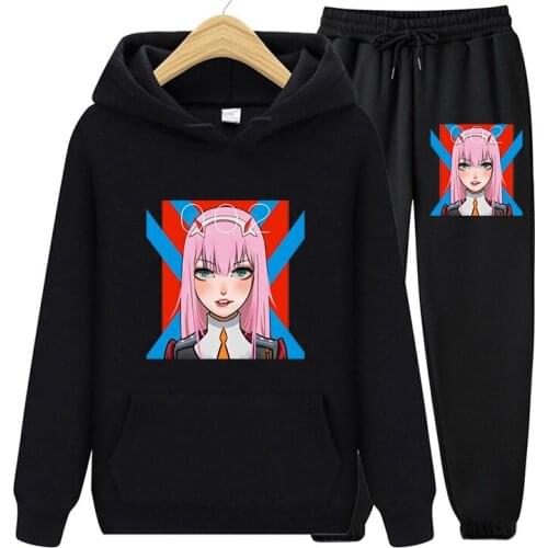 Darling In The Franxx Anime Tracksuit Harajuku Women Pullovers Hoodies Sweatshirts And Casual Long Pants Winter Two Piece Sets