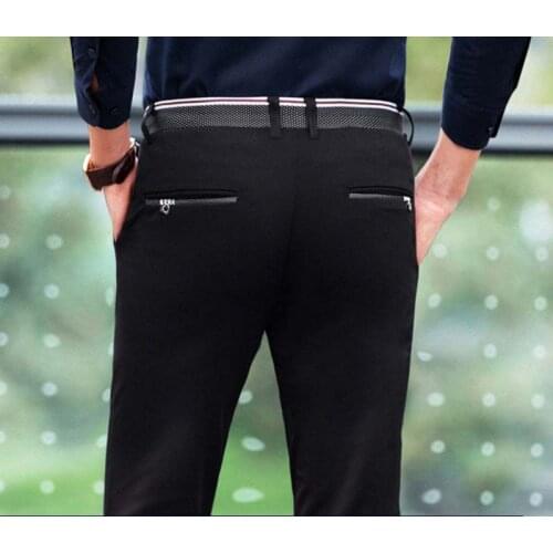 2020 Summer thin mens casual Black suit Pants trousers stretch Business Fashion Solid Korean wrinkle-resistant ironing