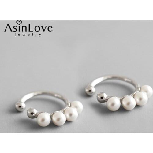 AsinLove Genuine 925 Sterling Silver Mother of Pearl Tiny Ear Clip Earrings Unique Dainty Popular Fine Jewelry for Women Girls