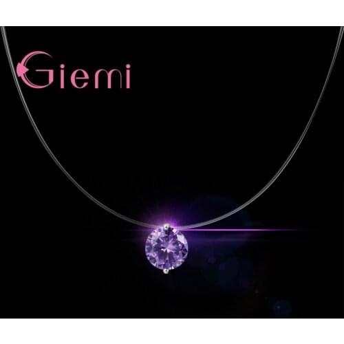 Trendy 925 Sterling Silver Pendant Jewelry with Dazzling Zircon Necklace For Women And Invisible Transparent Fishing Line