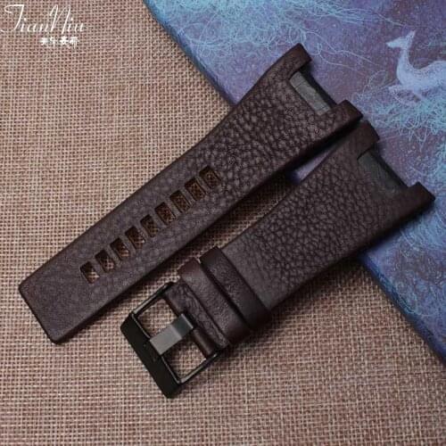 Mens quartz watch belt 32MM Concave interface black brown leather strap for Diesel DZ1216 \ 1273 \ 4246 pin buckle+TOOL