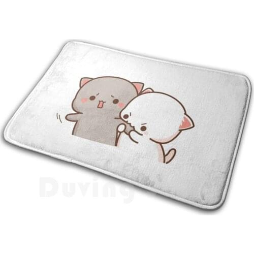 Peach And Goma Mochi Cat Bite Soft Non-Slip Mat Rug Carpet Cushion Peach Cat Goma Mochi Cat Kitty Cute Romantic Kawaii
