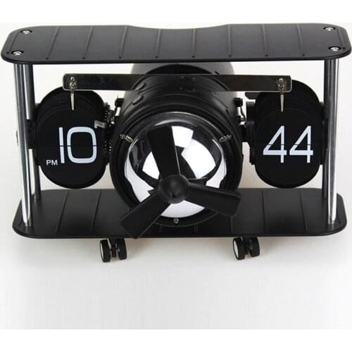 Desk Table Down Page Internal Gear Operated Clock New 2018 Retro Airplane Propellor Airscrew Retro Auto Balance Flip Clock