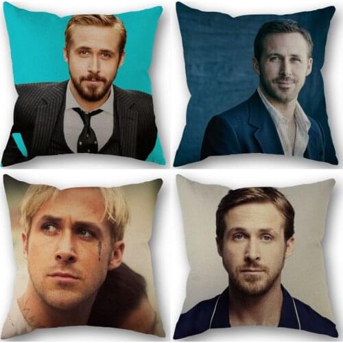 Ryan Gosling Pillowcase Cotton Linen Fabric Square Zippered Pillow Cover For Office Family Decoration 45X45cm Eco-Friendly 1210