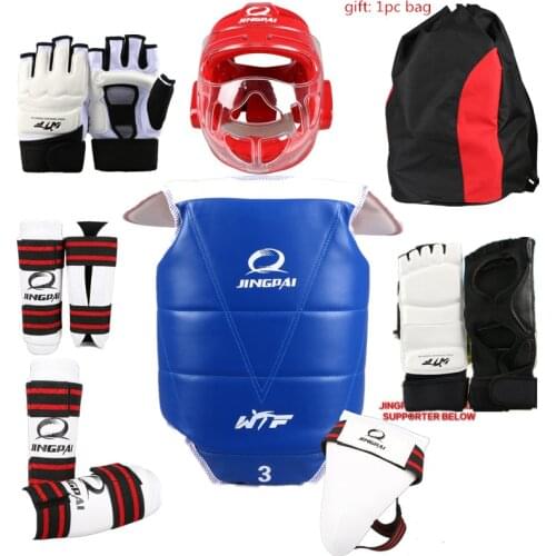 NEW 8 pieces taekwondo protectors full set child adult full covered Helmet Chest protector Armguards Shank protector Crotch bag