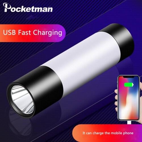 New Mini Flashlight LED Strong Light Flashlamp USB Rechargeable Torch Outdoor Portable Strong Magnetic Work Lighting Tent Lamp