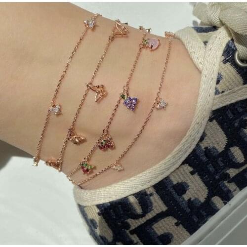 New Fashion And Popular Personality Cherry Fruit Element Anklet Butterfly Pendant Summer Travel Holiday Jewelry