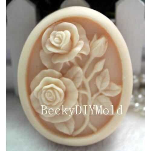 Wholesale!!!1pcs Oval Shaped Lovely Rose (zx07) Silicone Handmade Soap Mold Crafts DIY Mould