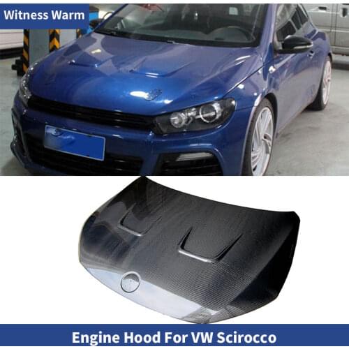 Carbon Fiber Racing Front Engine Bonnets Hood Cover for Volkswagen Scirocco standard/R 2009-UP