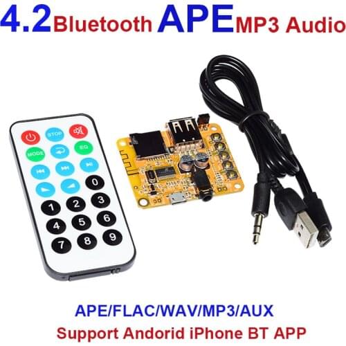 DC5V Car Bluetooth 4.2 Audio Receiver Board APP Support Wireless Sound Module 3.5mm AUX FM DIY Bluetooth Amplifier Speakers