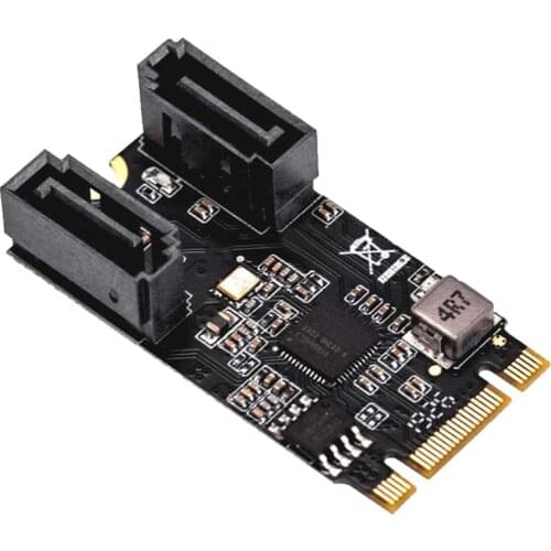 M.2 B+M Key to SATA III 2 Ports Expansion Card Jmicro JMB582 Chipset, Add 2 SATA 3.0 Devices to Any M.2 2242 Slot