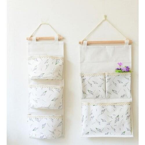 Cotton Linen Wall Hanging Storage Bags Organizer Toys Container Decor Pocket Pouch Hanging Bags Socks Briefs Organizer