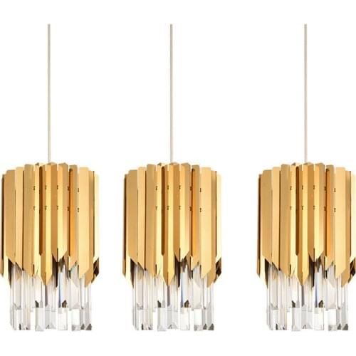 Post-Modern Light Luxury Stainless Steel Gold Bedroom Crystal Chandeliers Hotel Lobby Restaurant Bar Three Art Lighting