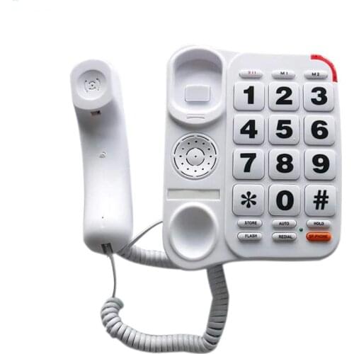 Big Button Corded Phone with 3 One-Touch Speed Dial, HePesTer P-45 Picture Care Phone for Seniors with Memory Protection