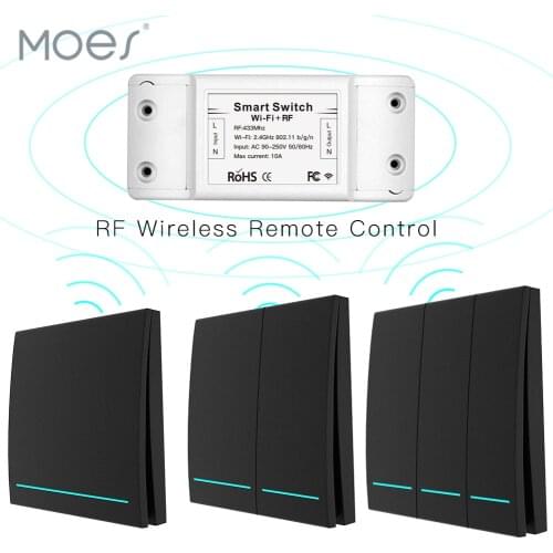 RF433Mhz 110V 220V Receiver Wifi Wireless Remote Control Smart Switch With Smart life/Tuya APP ,Works with Alexa Google Home